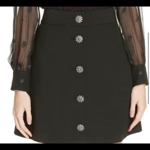 New KATE SPADE Jewel Button Crepe Skirt In Black